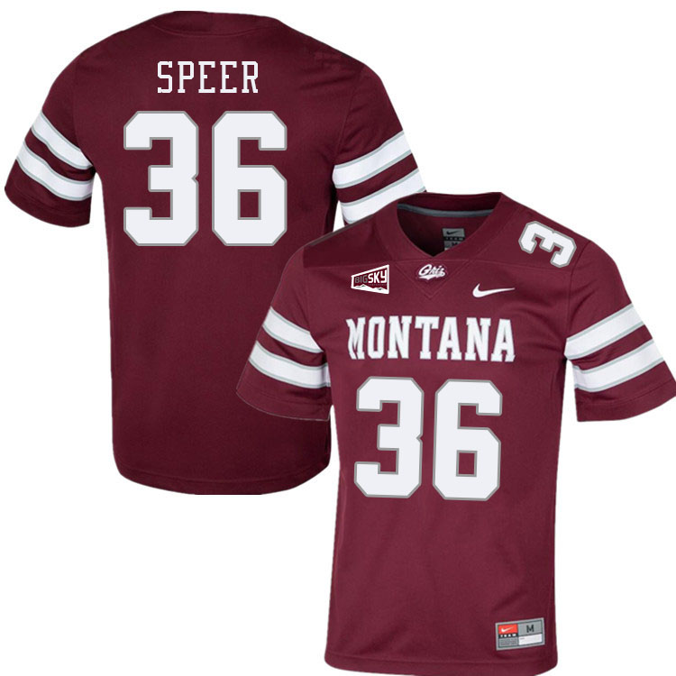 Montana Grizzlies #36 Garrett Speer College Football Jerseys Stitched Sale-Maroon